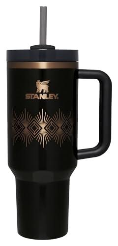 Stanley Quencher H2.0 Tumbler with Handle &amp; Straw 40 oz Deco Collection | Twist On 3-Way Lid | Cupholder Compatible for Travel | Insulated Stainless Steel Cup | BPA-Free | Black Gloss Deco