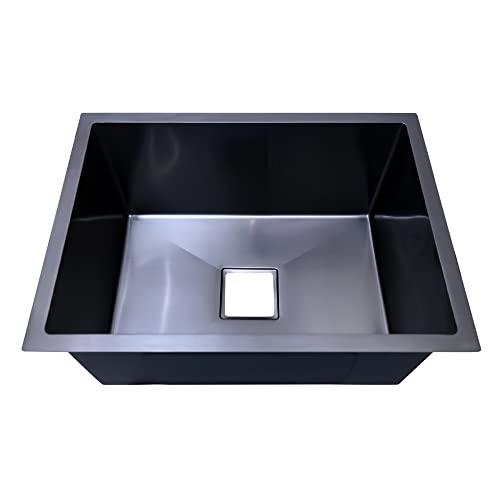 CROCODILE HM-24&#34;x18&#34;x10&#34; Sink, Black Matt Finish, Stainless Steel