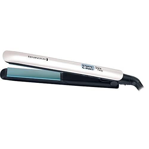 Remington Shine Therapy Hair Straightener with Advanced Ceramic coating infused with Moroccan Argan Oil for sleek &amp; smooth glide, Floating plates, Digital display, 9 settings 150°C–230°C, S8500