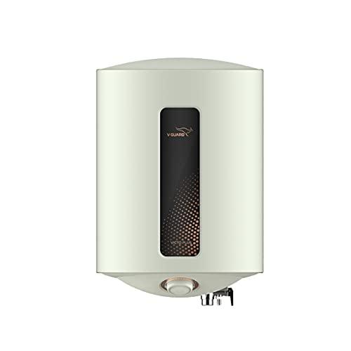 V-Guard Victo Plus 25 Litre 5 Star Water Heater with Advanced Safe Shock Module; Free PAN India Installation &amp; Free Connection Pipes (White-Black),Wall