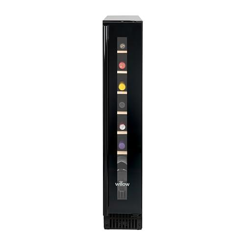 Willow W15WCB 20L Under Counter Wine Fridge/Wine Cooler with Space for 15 Bottles, 4* Rating, Digital Display with Touch Control, Ventilated Cooling, 2 Years Warranty - Black