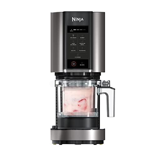 Ninja CREAMi Ice Cream Maker &amp; Frozen Dessert Maker with 3 Tubs, 7 Programs, Makes Ice Cream, Gelato, Sorbet, Smoothie Bowl, Milkshakes and more, Black/Silver, Makes 1.4L of Ice Cream, NC300UK