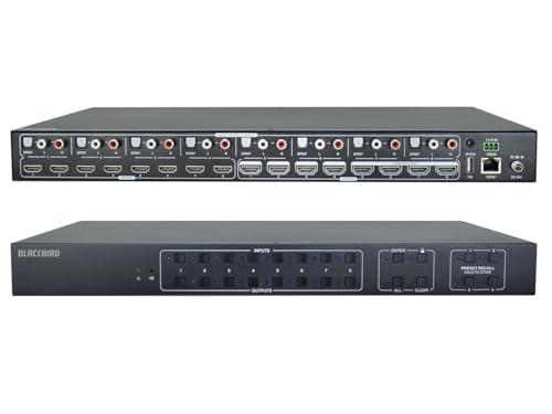 Monoprice Blackbird 4K 8x8 HDMI Matrix Switch - HDMI 2.0 Support, HDR, 18Gbps, 8 SPDIF Outputs, HDCP2.2, EDID, IR, RS232