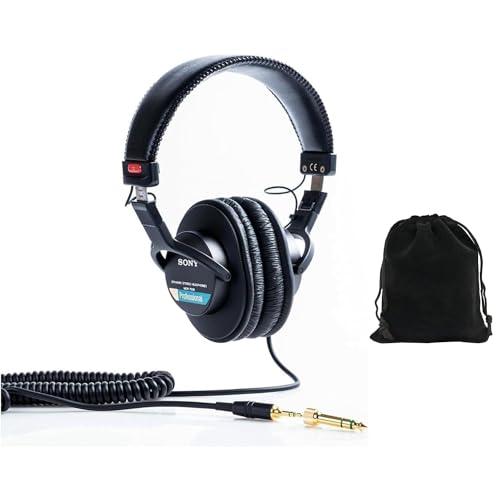 Sony Headphones MDR7506 Professional Large Diaphragm Headphone, Includes Storage Pouch, Black, MDR7506-Pouch
