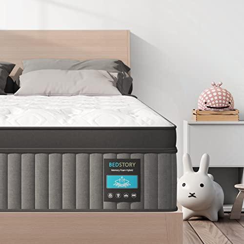 BedStory 12 Inch Queen Mattress - Gel Memory Foam Pocket Spring Hybrid Mattress - Pressure Relief &amp; Support Queen Size Mattress in a Box - CertiPUR-US Certified Bed Mattress 60x80 Inch