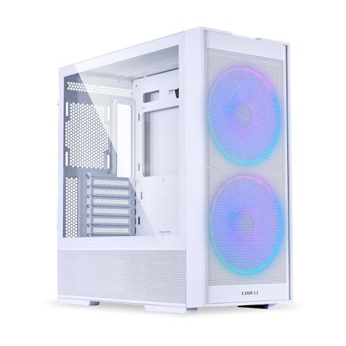 LIAN LI LANCOOL 206 ATX PC Case, RGB Gaming Computer Case, Mesh Front Panel Mid-Tower Chassis w/ 2 ARGB PWM Fans Pre-Installed, USB Type-C Port, Tempered Glass Side Panel (White)