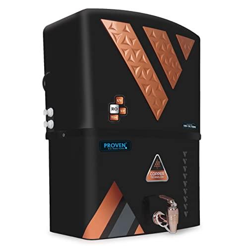 Proven® ISI Mark ELEVEN Copper + Mineral RO+UV+UF 10 to 12 Liter RO + UV + TDS ADJUSTER Water Purifier with Copper Charge Technology black &amp; copper Best For Home and Office (Made In India)