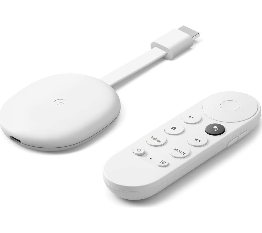         Chromecast with Google TV (4K) Snow – Streaming entertainment on your TV with voice search – Watch films, TV programmes, Netflix, NOWTV and more in 4K HDR – Simple setup       