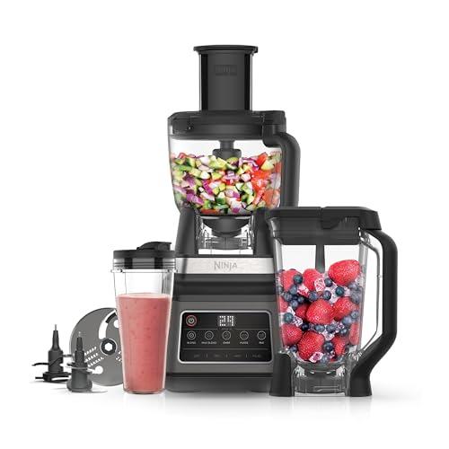 Ninja 3-in-1 Food Processor &amp; Blender with 5 Automatic Programs: Blend, Max Blend, Chop, Mix, Puree, 1.8L Bowl, 2.1L Jug, 700ml Cup, 1200W, Dishwasher Safe Parts, Auto-iQ, Black BN800UK