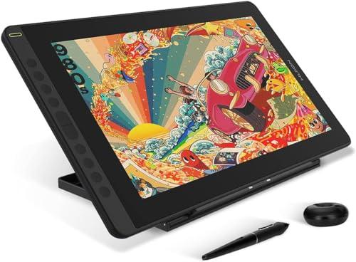 HUION KAMVAS 16 Graphics Drawing Tablet with Full-Laminated Screen Anti-Glare 10 Express Keys Android Support Battery-Free Stylus 8192 Pen Pressure Tilt with Adjustable Stand - 15.6 Inch, Blue
