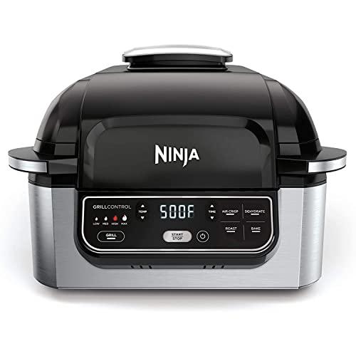 Ninja Foodi 5-in-1 4-qt. Air Fryer, Roast, Bake, Dehydrate Indoor Electric Grill (AG301), 10&#34; x 10&#34;, Black and Silver