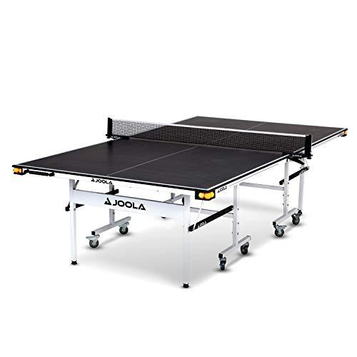 JOOLA Rally TL - Professional MDF Indoor Table Tennis Table w/ Quick Clamp Ping Pong Net &amp; Post Set - 10 Minute Easy Assembly - Corner Ball Holders - Ping Pong Table w/ Playback Mode