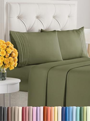 Queen Size 4 Piece Sheet Set - Comfy Breathable &amp; Cooling Sheets - Hotel Luxury Bed Sheets for Women &amp; Men - Deep Pockets, Easy-Fit, Soft and Wrinkle Free Sheets - Sage Green Oeko-Tex Bed Sheet Set