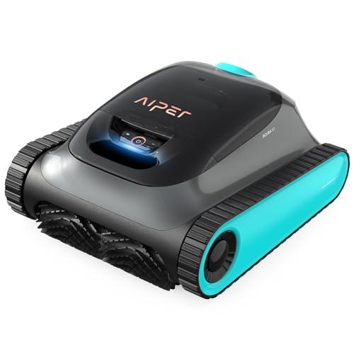 AIPER Scuba S1 Cordless Robotic Pool Cleaner, Wall Climbing Pool Robot, WavePath Navigation 2.0 with Periodic Cleaning, Top Load Filter and Last 150 Minutes for In-ground Pools up to 1600 Sq.ft- Blue