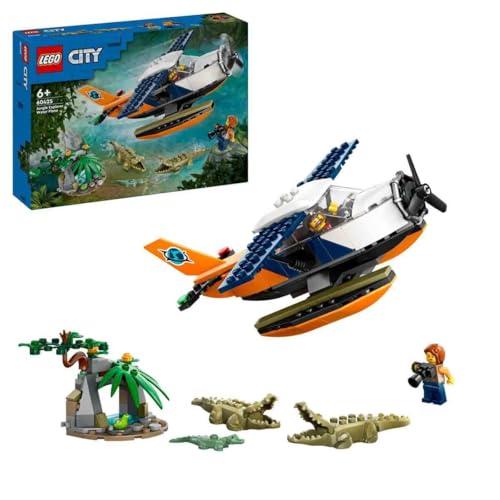 LEGO City Jungle Explorers: Seaplane, Seaplane, Toy Plane Gift for Boys and Girls 6 Years and Older, 2 Minifigures, Animal Figure Frog and 3 Crocodiles 60425