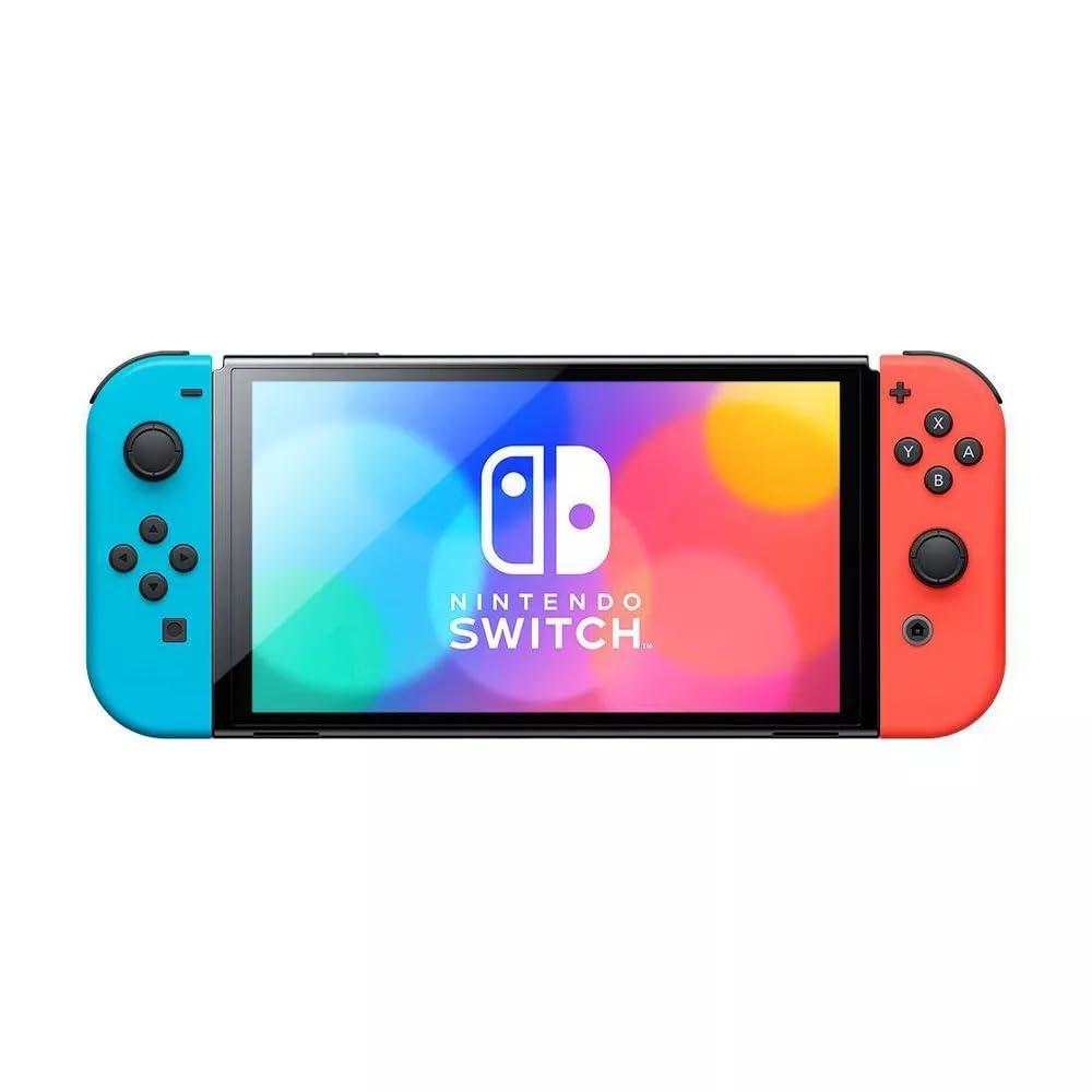         Nintendo Switch – OLED Model w/Neon Red &amp; Neon Blue Joy-Con (Renewed)       