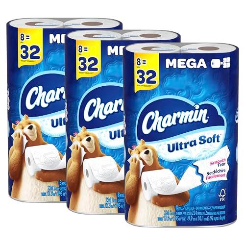 Charmin Toilet Paper, Ultra Soft, 24 Mega Rolls = 96 Regular Rolls, 224 Sheets Per Roll