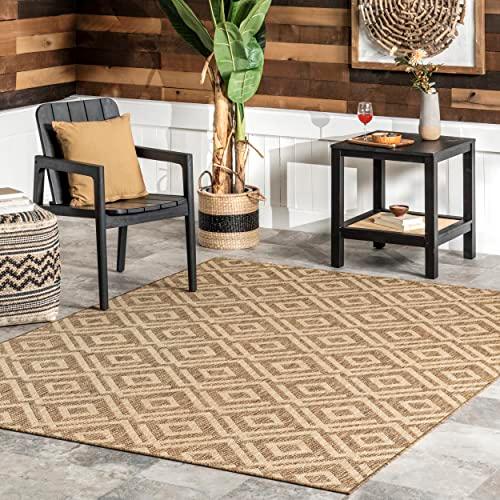 nuLOOM Jayne Geometric Diamond Indoor/Outdoor Area Rug, 5x8, Beige