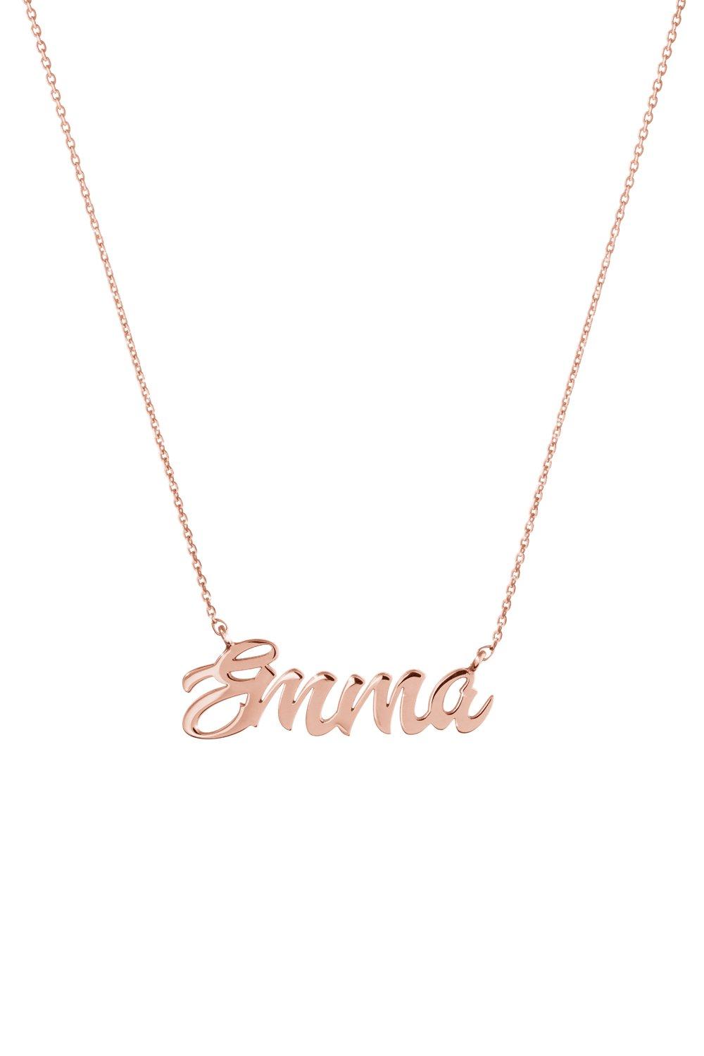         Rose Gold Name Necklace, Solid Gold, Personalized Necklace, Everyday Pendant, Custom Gold Name, Gift For Her/code: 0.003       