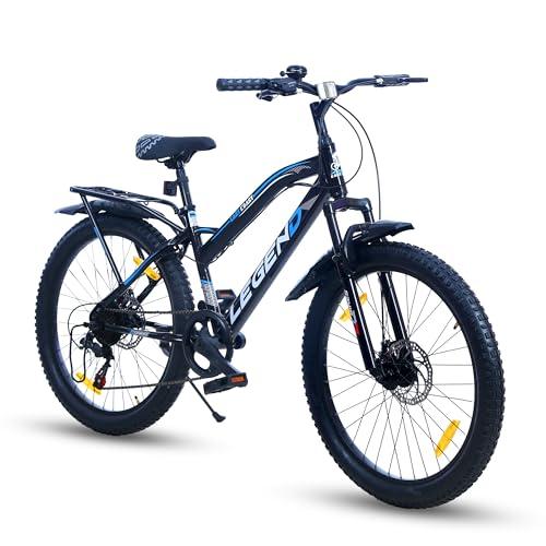 East Coast Legend 7 Speed Cycle/Bicycle For Kids Boys &amp; Girls | 24T Mountain Bike/Mountain Cycle Without Carrier, 17 Inch Frame, Disc Brake Ideal For 9-15 Years (Black) - Front