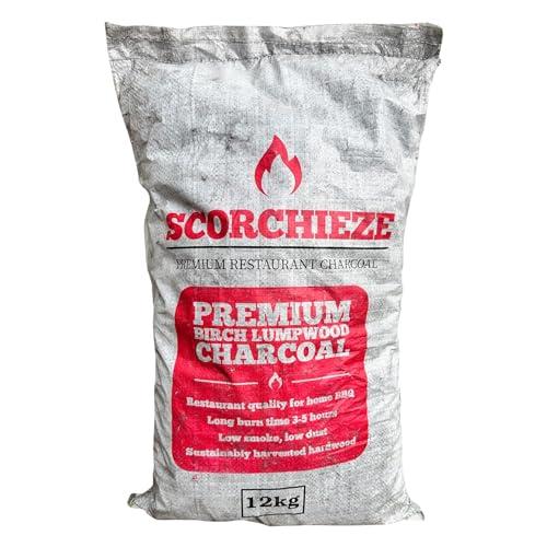 Scorchieze Professional Restaurant Quality Lumpwood Charcoal - Eco-Friendly, Long-Burning BBQ Formula - 12kg Bag