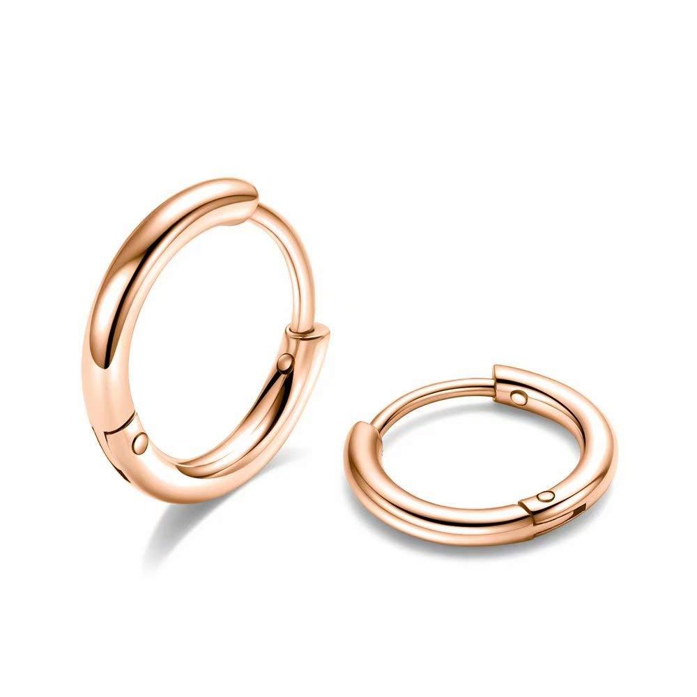         Huggie Hoop Earrings for Women Men - 316L Surgical Stainless Steel 6mm 8mm 10mm Mens Ear Hugging Hoop Earrings for Cartilage Gold Black 20G 18G Hypoallergenic Second Hole Sleeper Hoop Earrings       