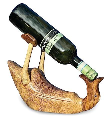 MAISONICA Wine Champagne Bottle Holder - Bamboo Wooden - Drunken Duck Novelty Gift