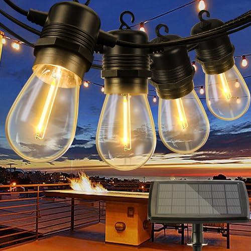 Joomer Solar String Lights Outdoor, 55Ft with 16+2 Shatterproof Edison Vintage Bulb Patio Lights Waterproof LED Solar Lights with USB Port for Bistro Gazebo Patio Garden