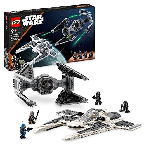 LEGO Star Wars Mandalorian Fang Fighter vs. TIE Interceptor Building Toy Set for 9 Plus Year Old Boys and Girls, with 3 Minifigures, Droid Figure and Darksaber, Collectible Kids&#39; Gift Idea 75348