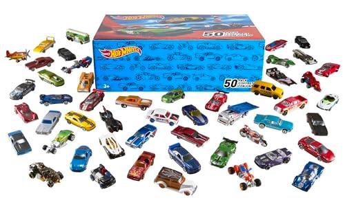Hot Wheels Set of 50 Toy Trucks &amp; Cars in 1:64 Scale, Individually Packaged Vehicles (Styles May Vary) (Amazon Exclusive)