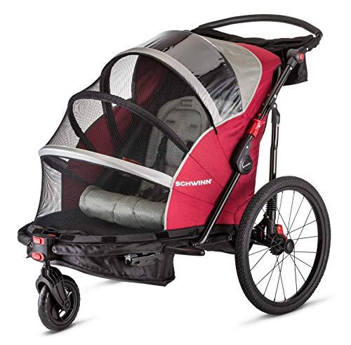Schwinn Joyrider Echo and Trailblazer Child Bike Trailer, Single and Double Seat Baby Carrier Options, Canopy, 16 or 20-Inch Air-Filled Tires, with Bug Screen &amp; Weather Shield, Bike Attachment