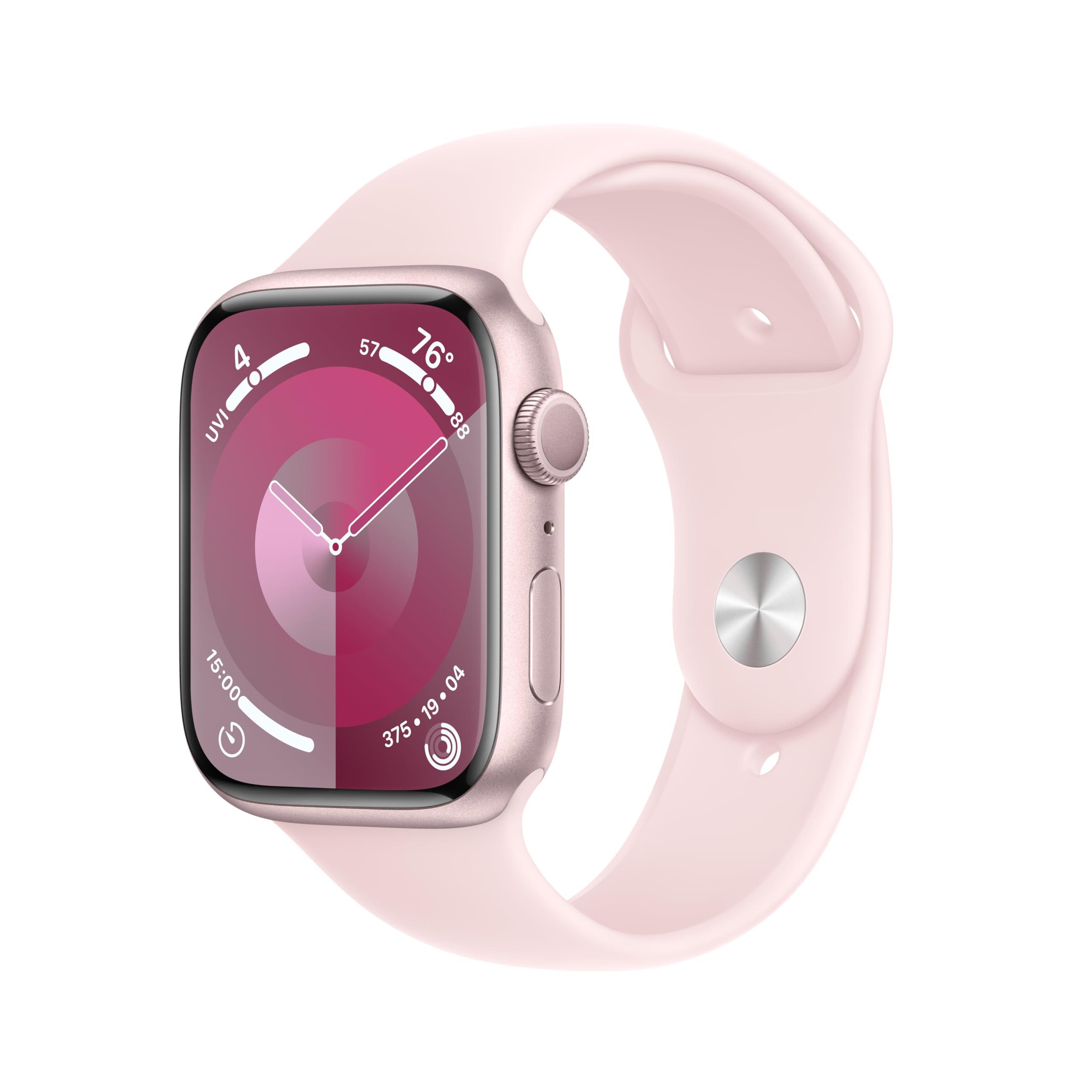         Apple Watch Series 9 [GPS 45mm] Smartwatch with Pink Aluminum Case with Light Pink Sport Band M/L. Fitness Tracker, ECG Apps, Always-On Retina Display, Water Resistant       
