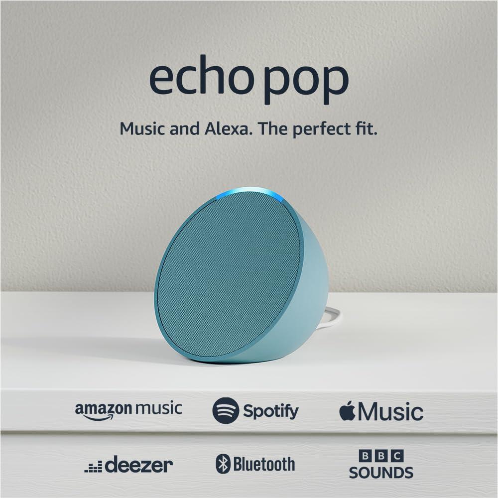         Echo Pop (Newest gen) | Full sound compact Wi-Fi and Bluetooth smart speaker with Alexa | Midnight Teal       