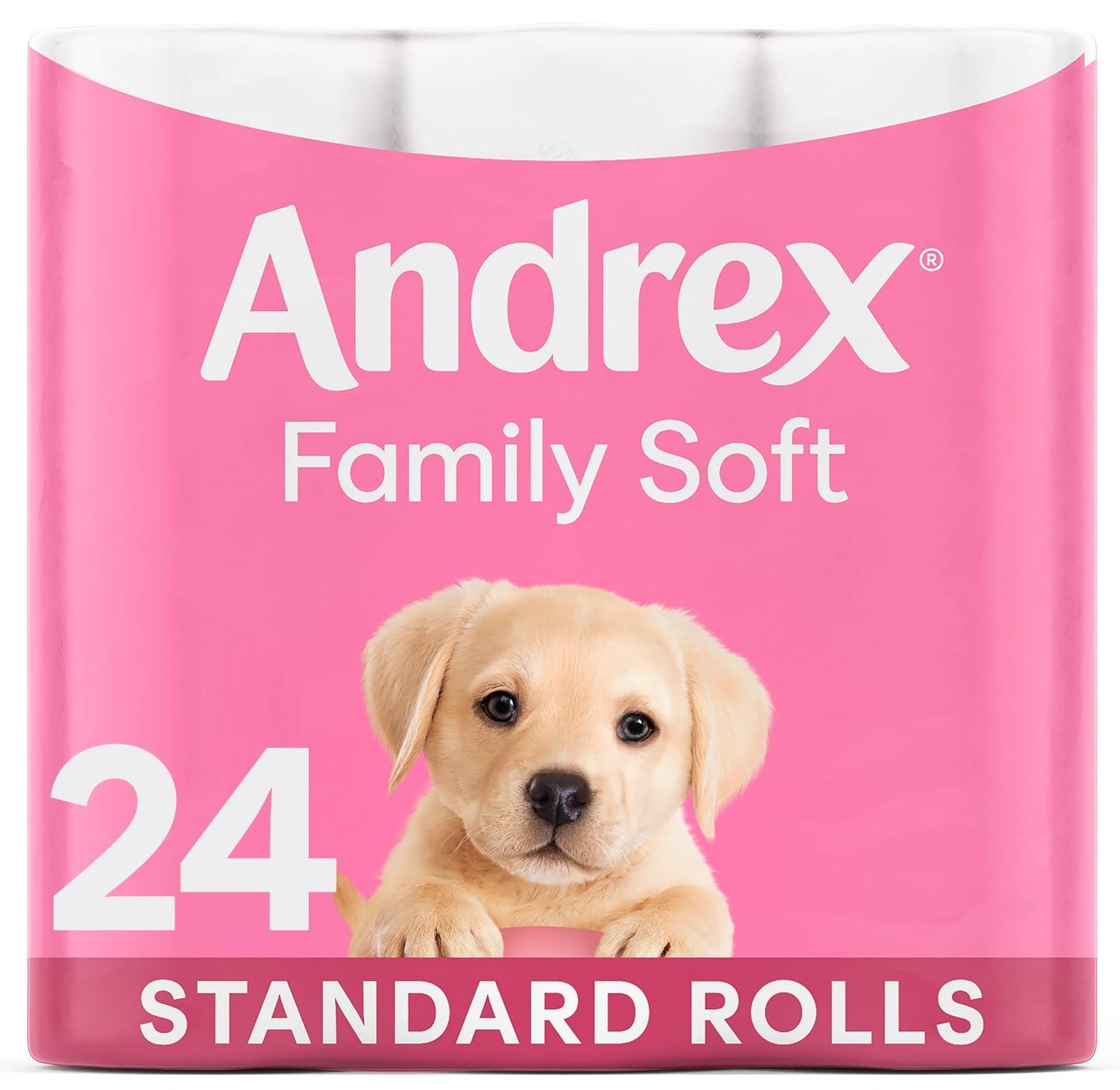         Andrex Gentle Clean Toilet Rolls - 24 Toilet Roll Family Pack - Bulk Buy Toilet Rolls - Gentle and Soft on Your Family's Skin - Dermatologically Tested       