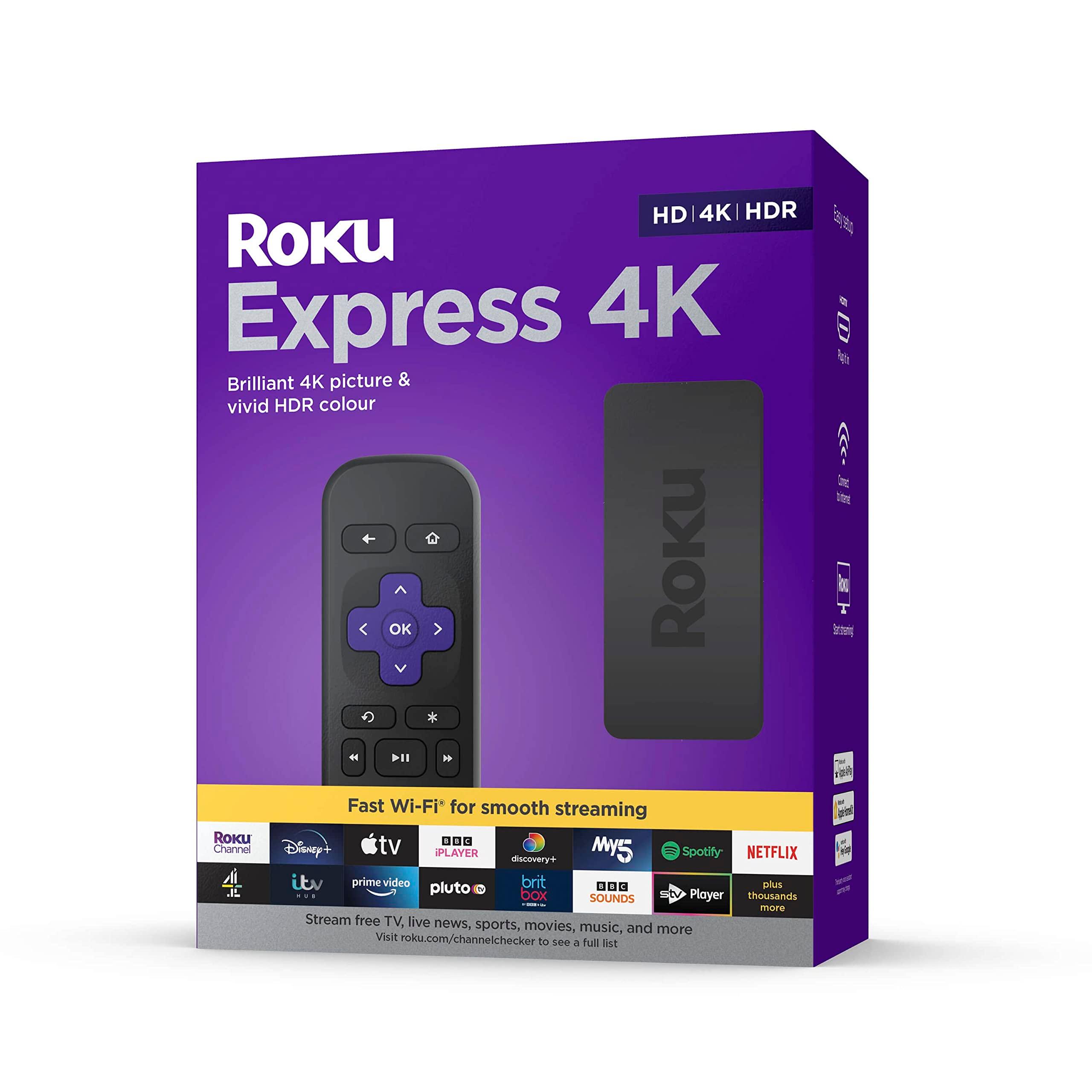         Roku Express 4K | HD/4K/HDR Streaming Media Player, Black       