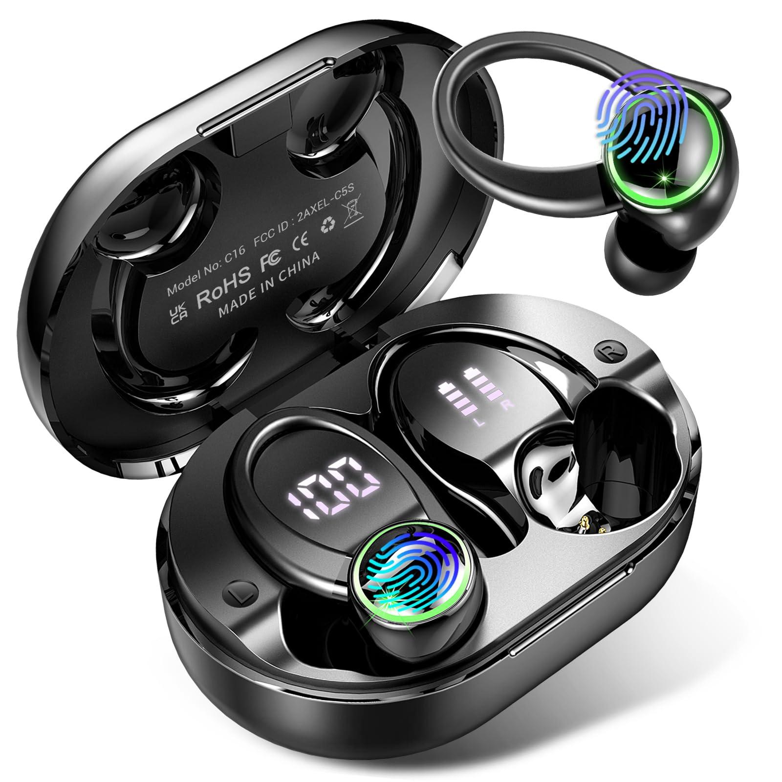         Wireless Earbuds, Bluetooth 5.4 Headphones with 4 ENC Noise Canceling Mic, 50H Playtime Stereo Wireless Earphones with LED Display, Over Ear Buds with Earhooks, IP7 Waterproof for Sport/Running/Gym       