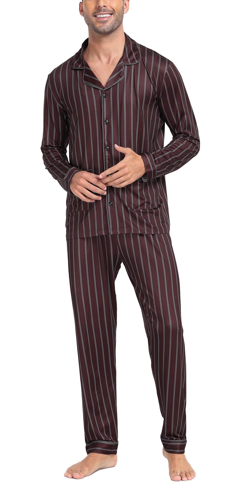         AIYINO Men's Pajama Set Pajamas Classic Button-Down Sleepwear Soft Long Sleeve Loungewear Set       