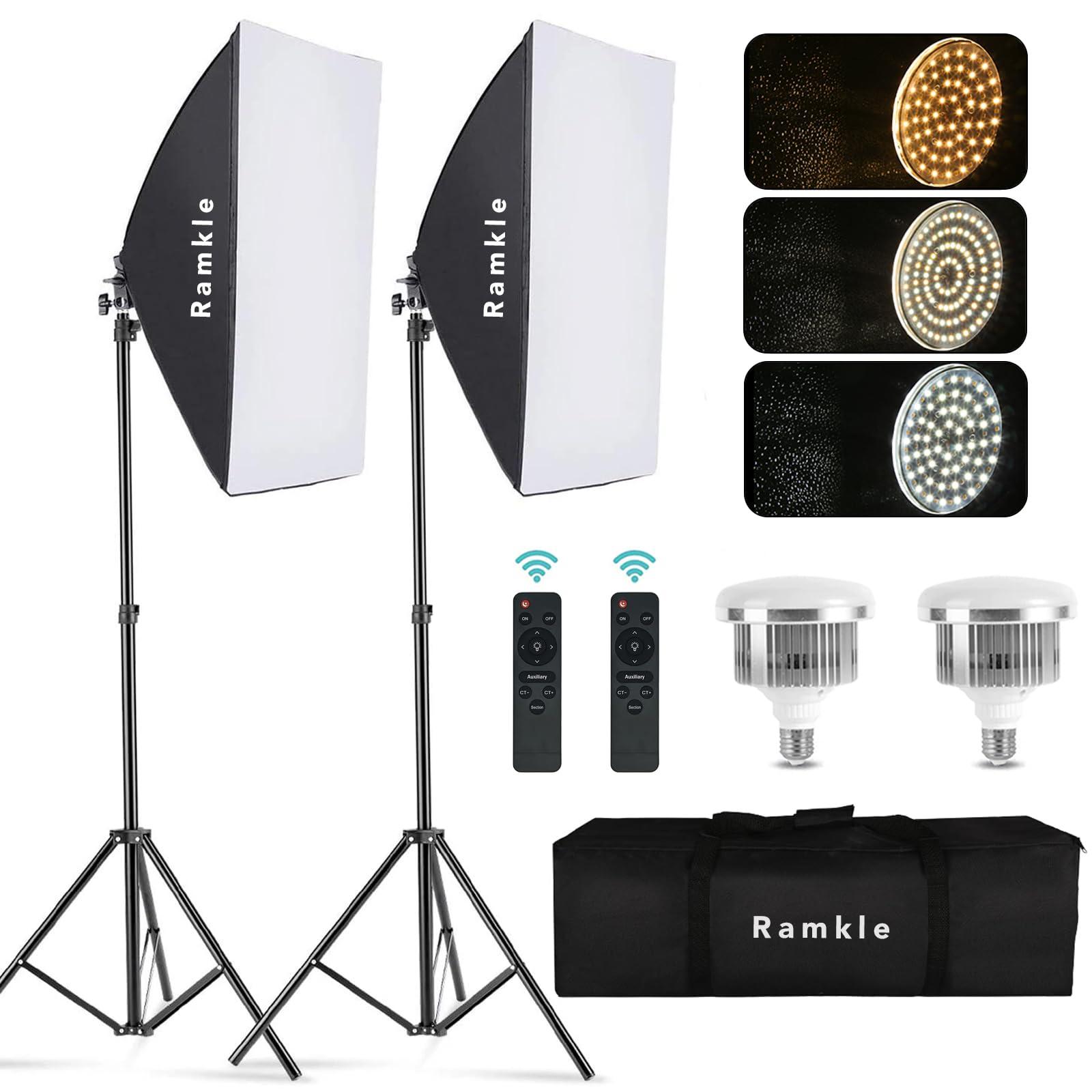         Softbox Lighting Kit, Dimmable 2800K-6000K 85W LED Studio Video Photography Lighting Equipment for Portraits Advertising Shooting YouTube Video       