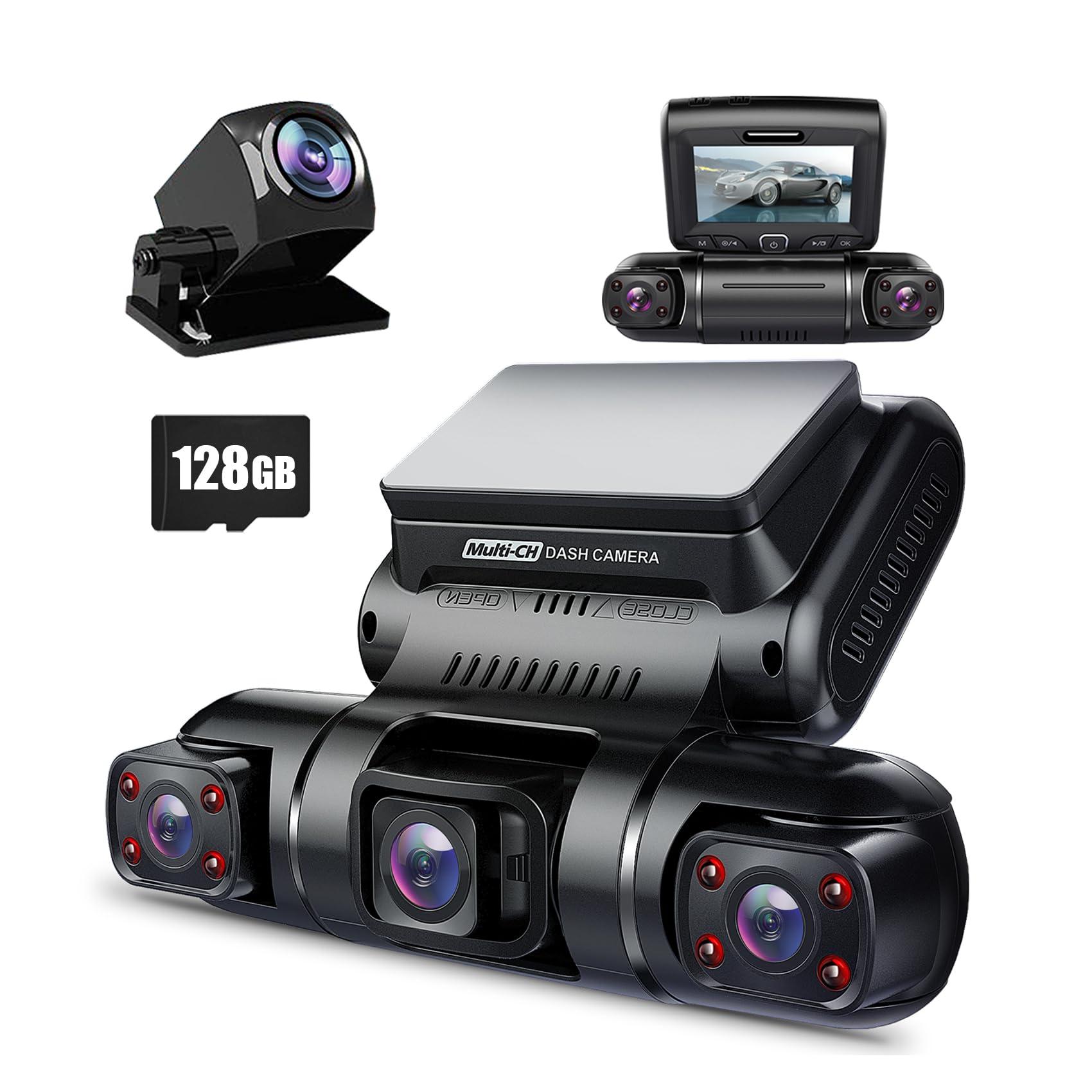         PRUVEEO Dash Cam, 4 Channel Camera FHD 1080Px4, Front, Left, Right and Rear, Front and Rear Inside, Built in GPS WiFi, 256 GB Max, Free 128GB Card, D90-4CH, D90-4CH-128G-CA       