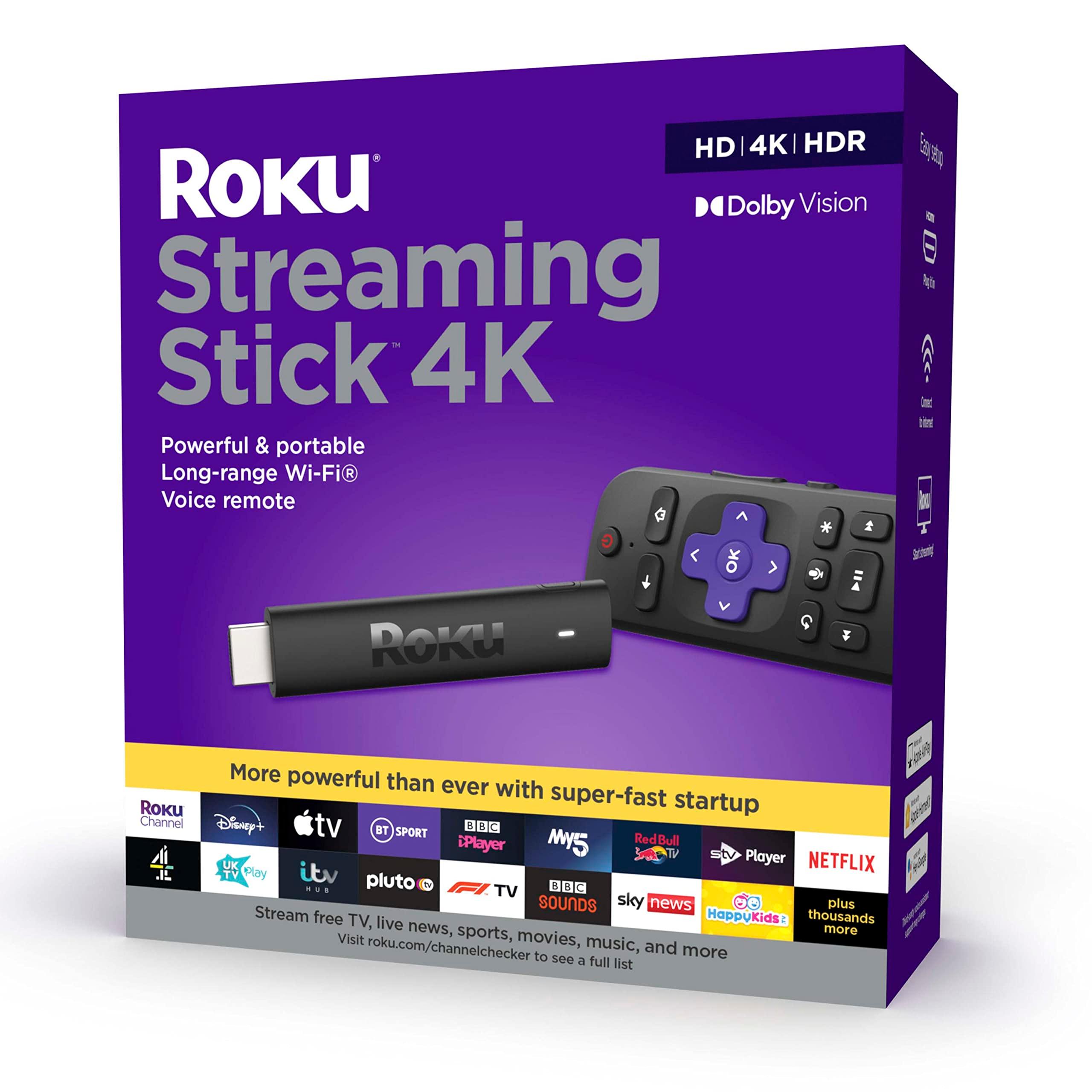         Roku 3820EU Streaming Stick 4K | HD/4K/HDR Streaming Media Player, Black       