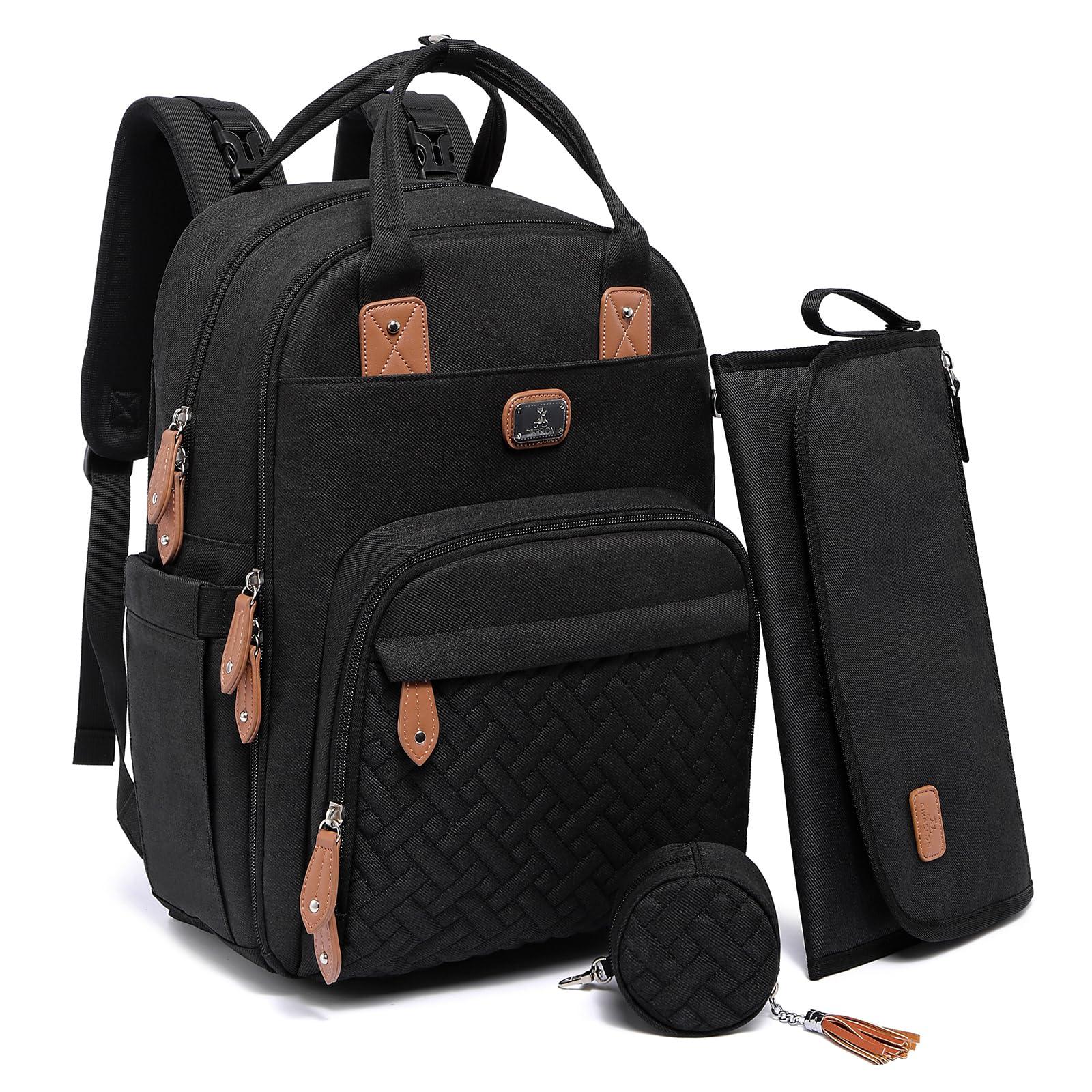         Diaper Bag Backpack with Portable Changing Pad, Pacifier Case and Stroller Straps       